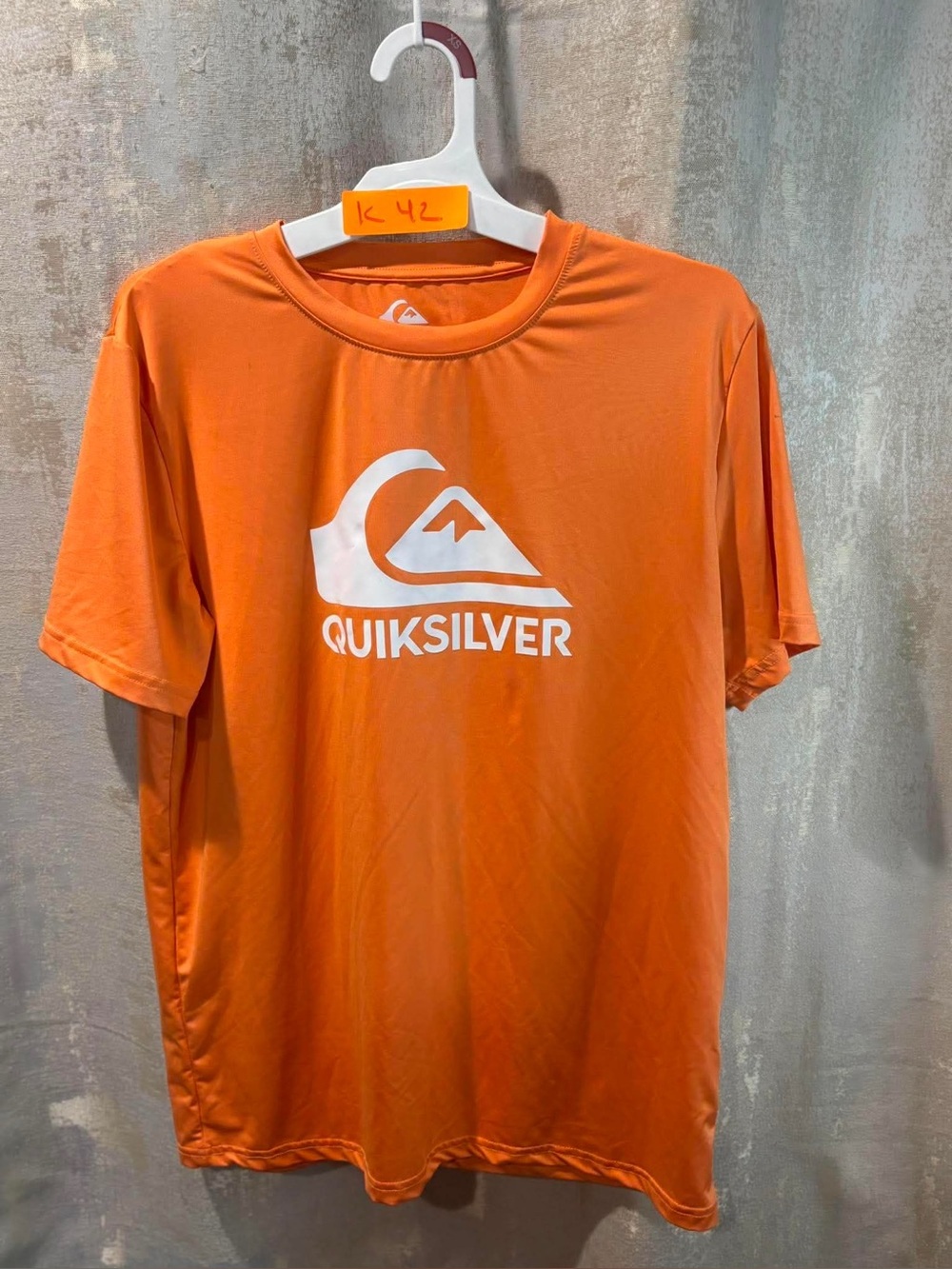 Quiksilver Men’s Bright Orange Logo Tee with White Print